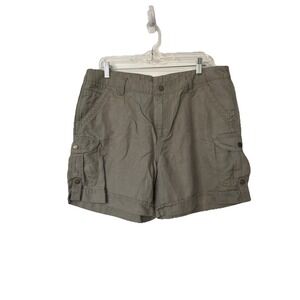 L.L. Bean Shorts Womens 16 Green Favorite Fit Cargo Pockets Stretch Twill Casual